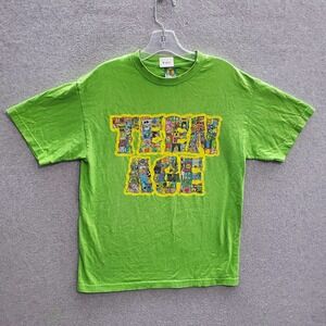 Teenage Men T-Shirt Medium Green Logo Workaholics Arts Short Sleeve Tee